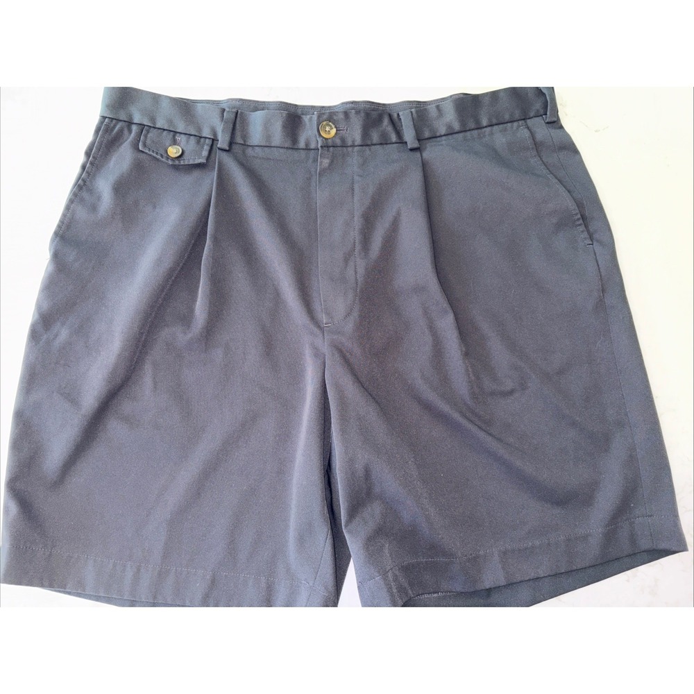 Brooks Brothers Country Club Shorts Mens 40 Navy Poly Pleated 8" Inseam Golf